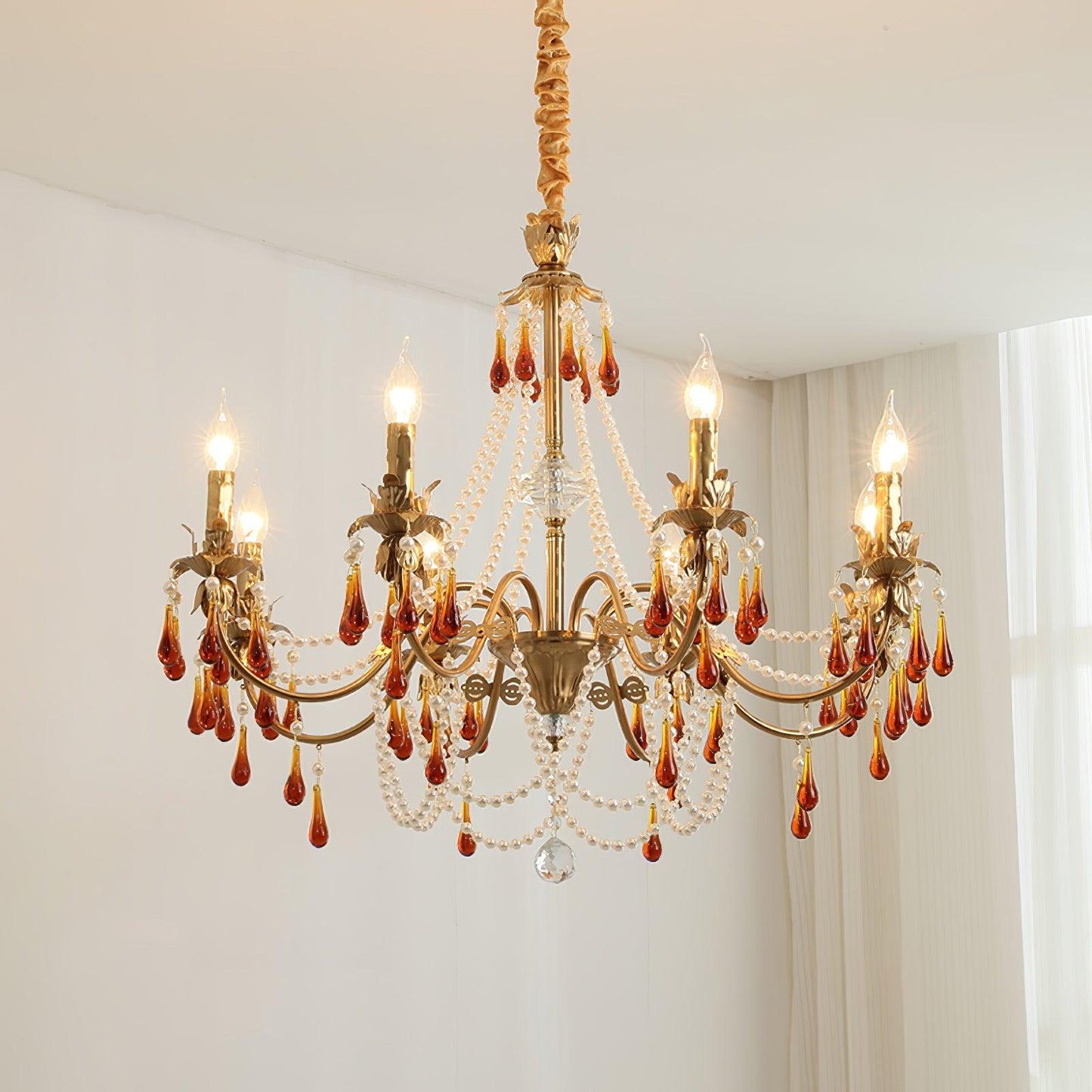 Aureate Amber Crystal Chandelier - YIOSI