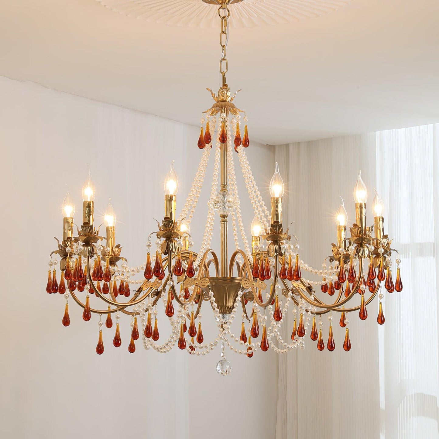 Aureate Amber Crystal Chandelier - YIOSI