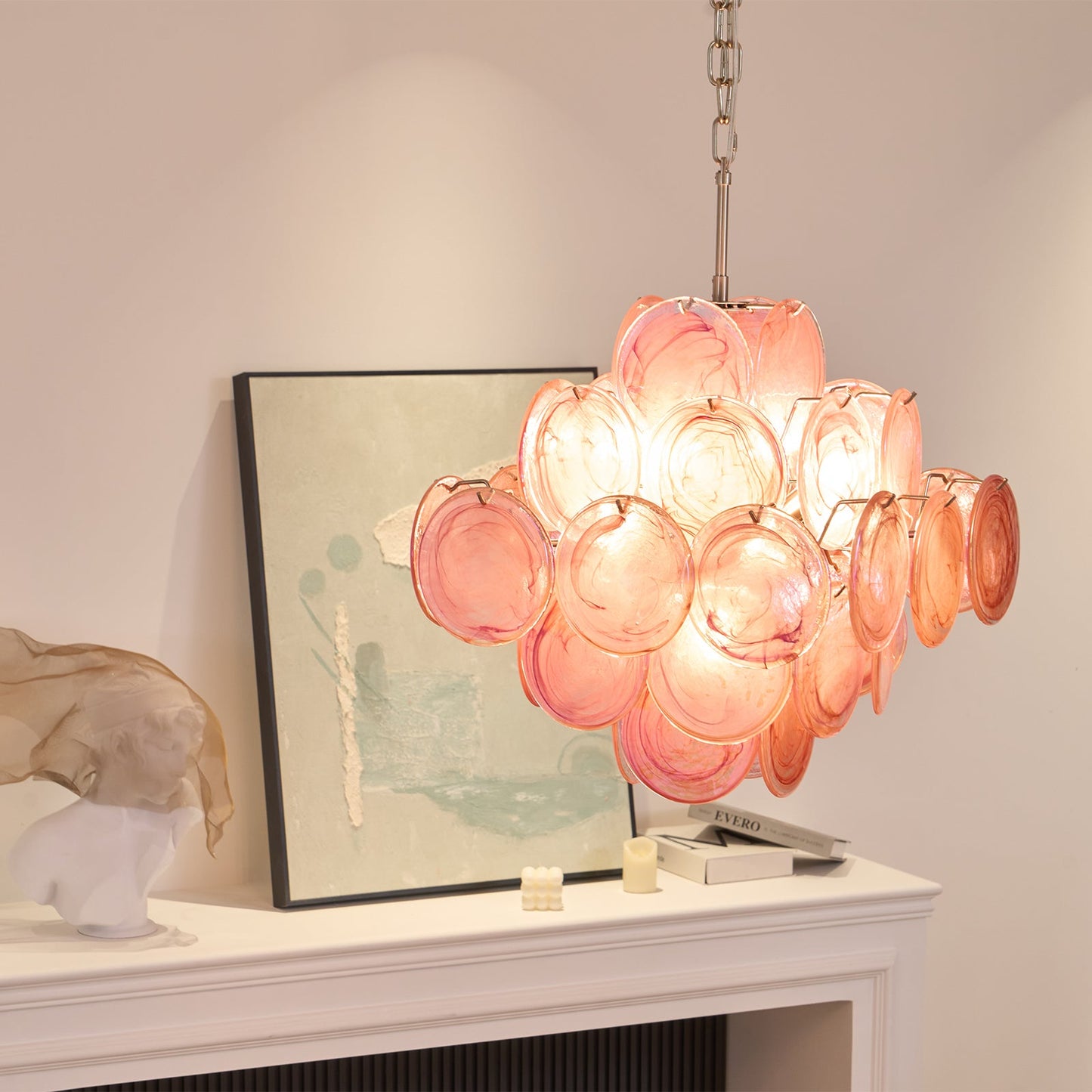 Aurelia Pink Murano Glass Chandelier - YIOSI