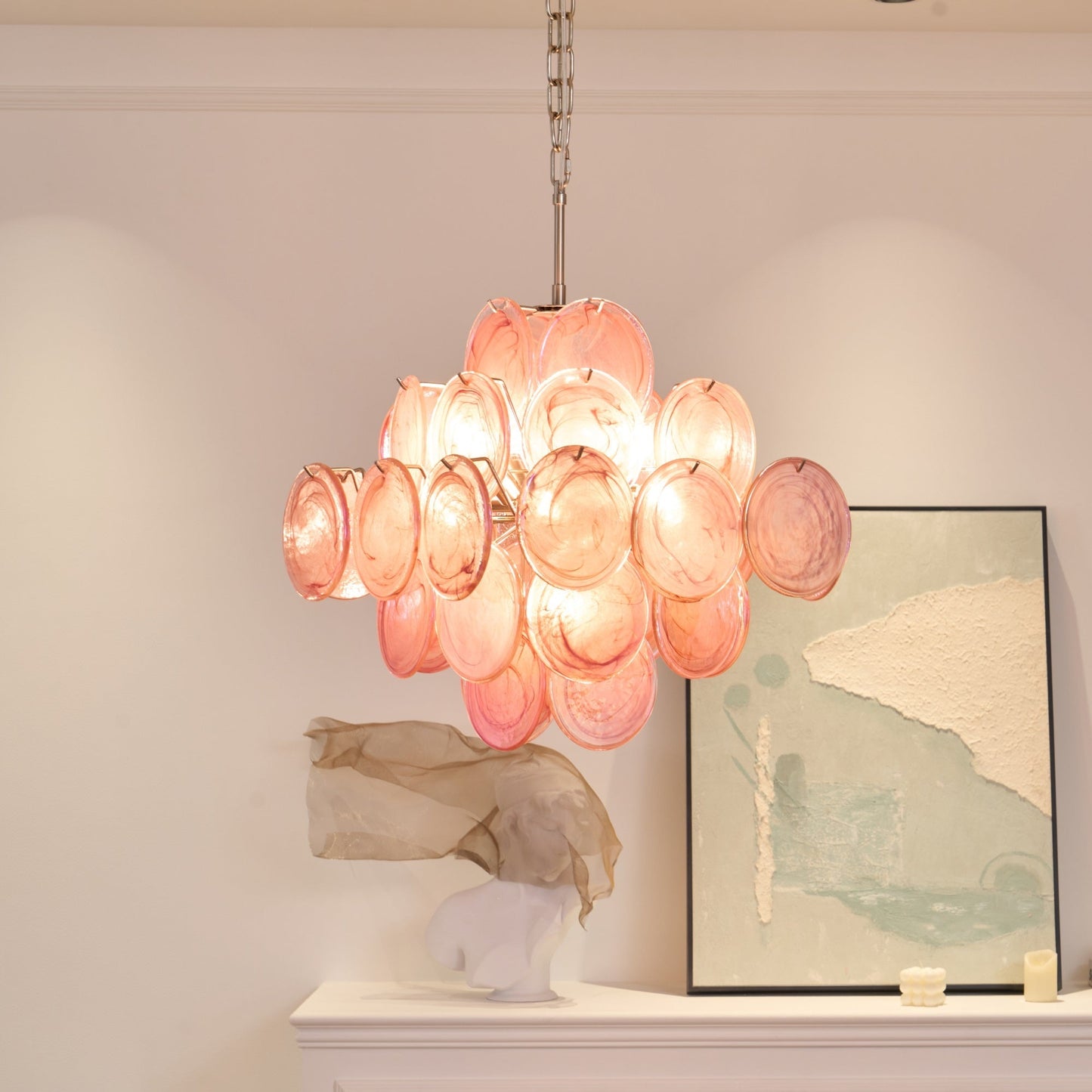 Aurelia Pink Murano Glass Chandelier - YIOSI