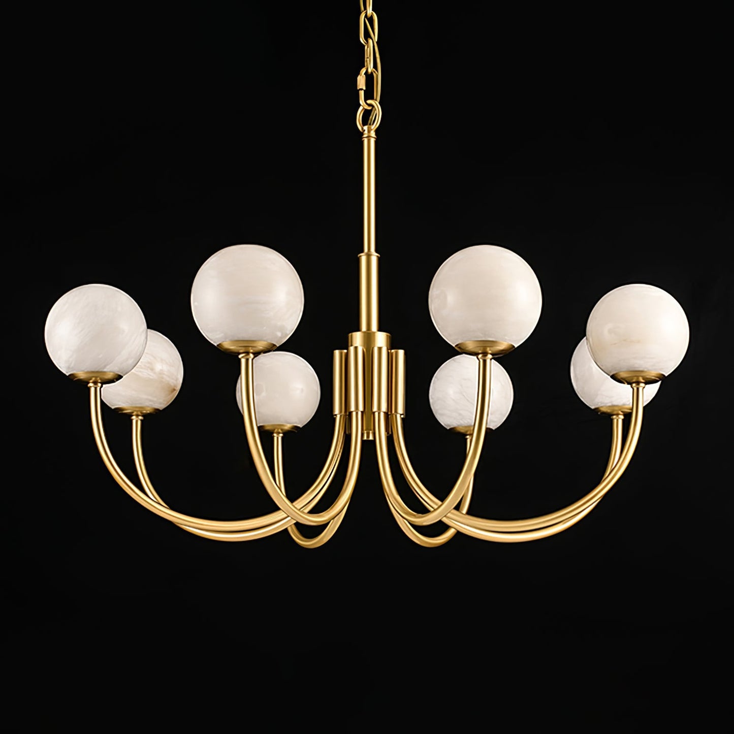 Aurelian Alabaster Globe Chandelier – Brass & White, 6‑10 Heads