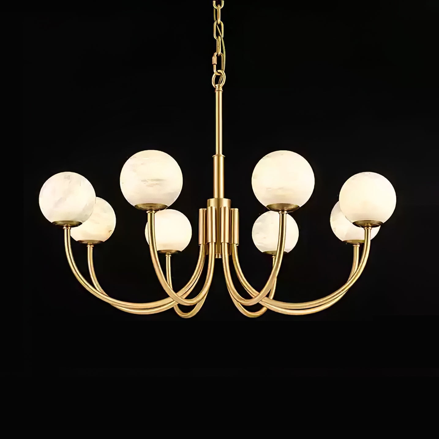 Aurelian Alabaster Globe Chandelier – Brass & White, 6‑10 Heads