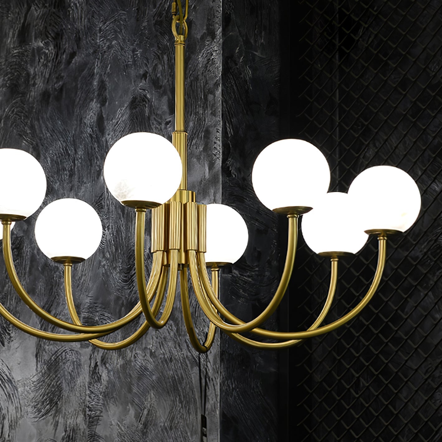 Aurelian Alabaster Globe Chandelier – Brass & White, 6‑10 Heads