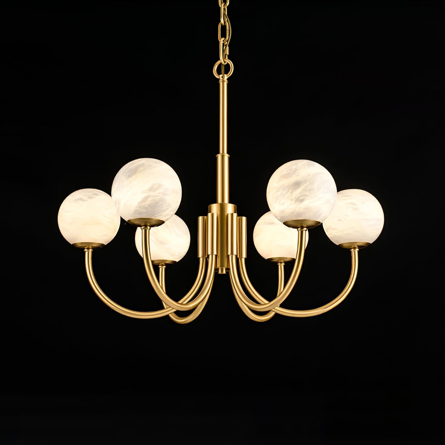 Aurelian Alabaster Globe Chandelier – Brass & White, 6‑10 Heads
