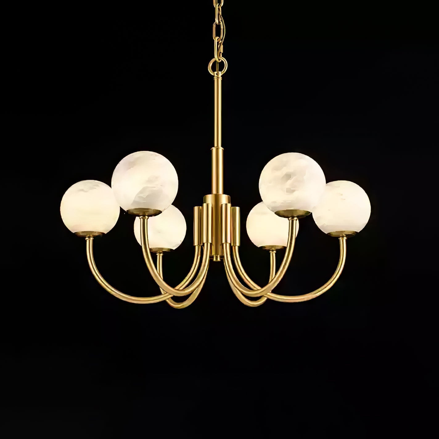 Aurelian Alabaster Globe Chandelier – Brass & White, 6‑10 Heads