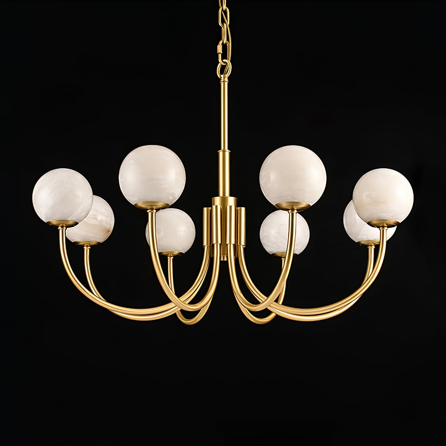 Aurelian Alabaster Globe Chandelier – Brass & White, 6‑10 Heads