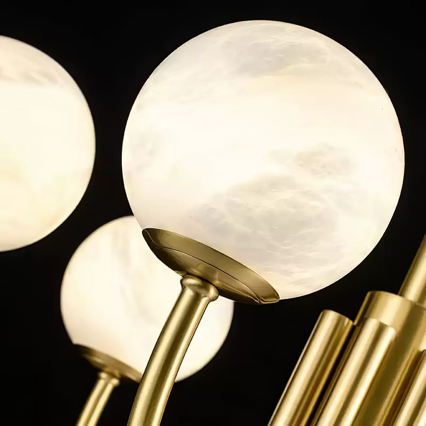 Aurelian Alabaster Globe Chandelier – Brass & White, 6‑10 Heads