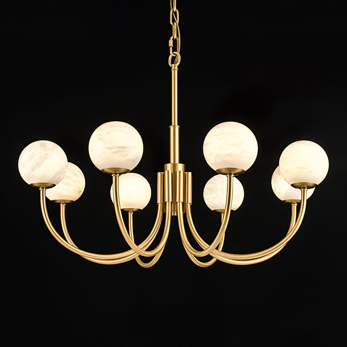 Aurelian Alabaster Globe Chandelier – Brass & White, 6‑10 Heads
