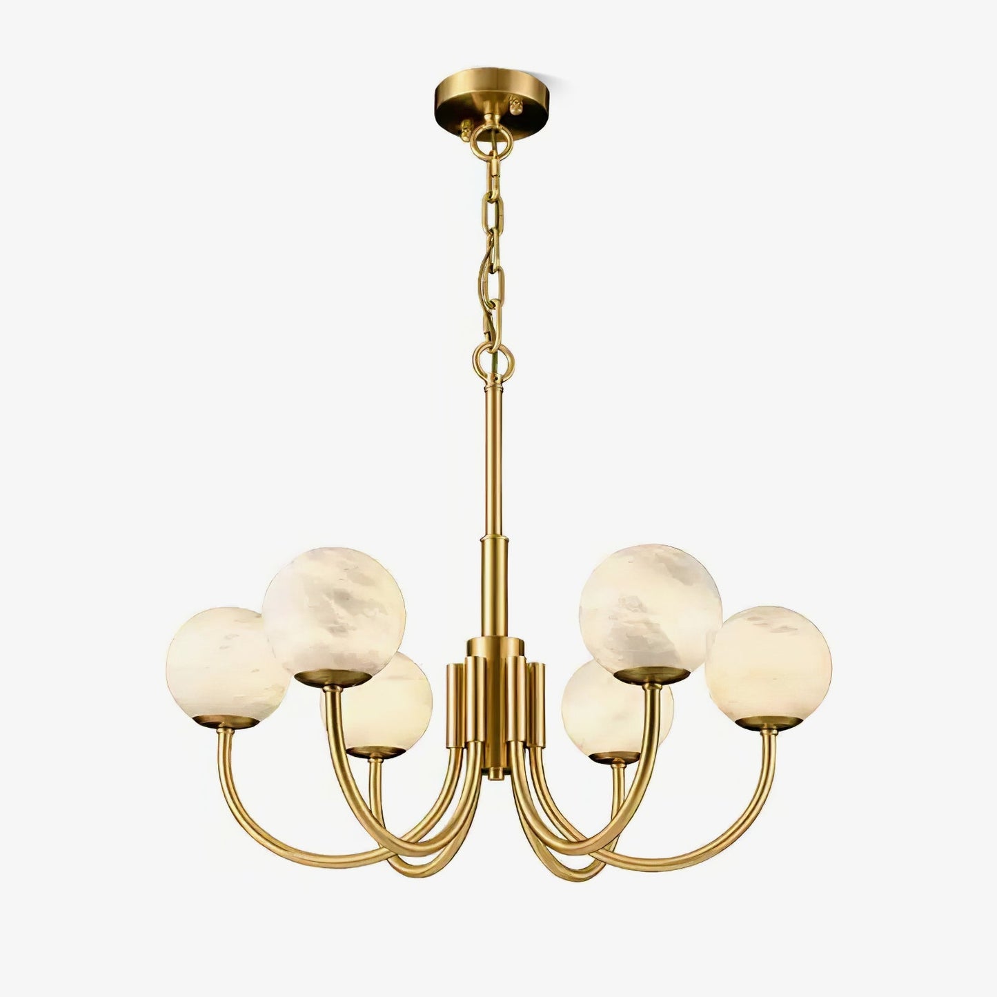 Aurelian Alabaster Globe Chandelier – Brass & White, 6‑10 Heads
