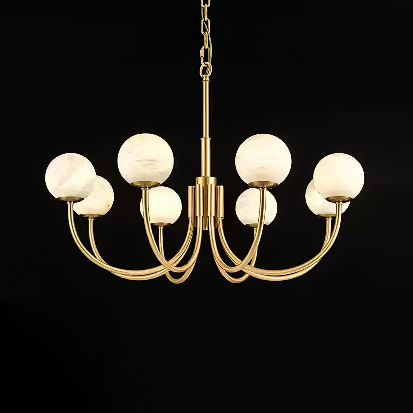 Aurelian Alabaster Globe Chandelier – Brass & White, 6‑10 Heads
