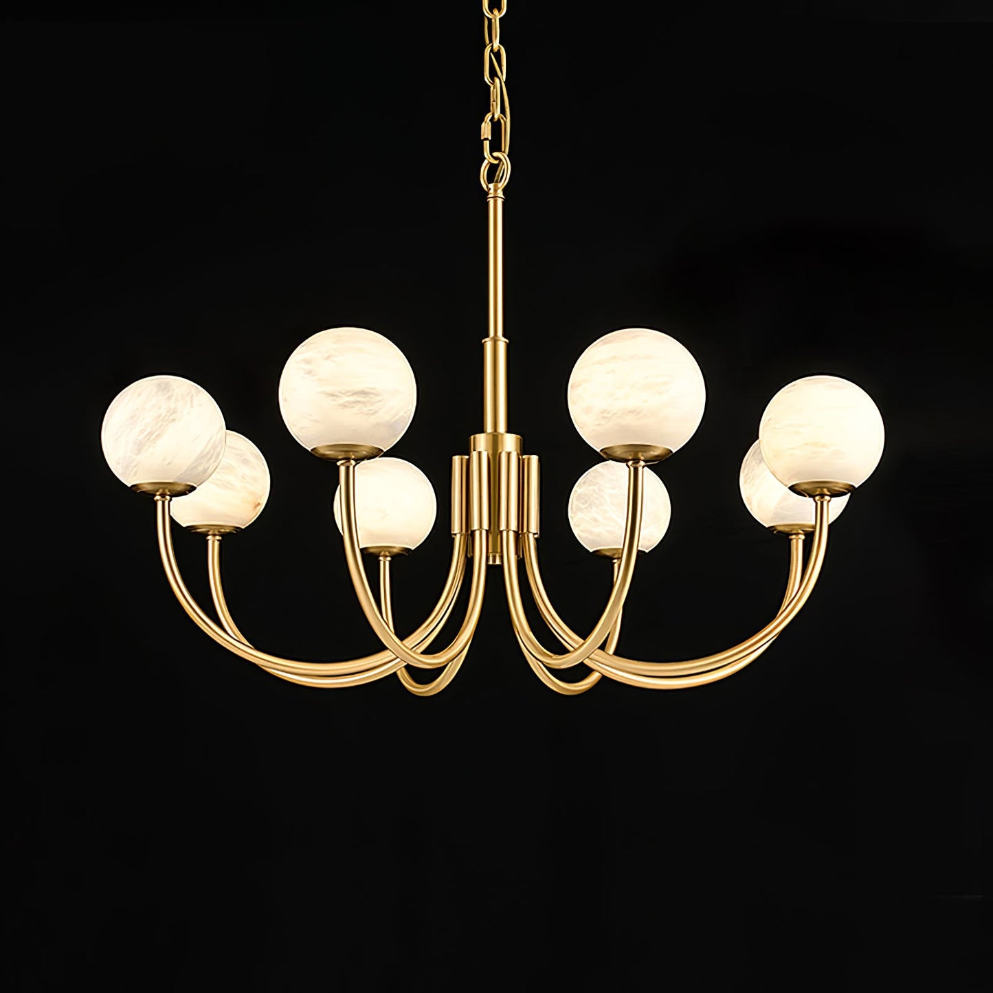 Aurelian Alabaster Globe Chandelier – Brass & White, 6‑10 Heads