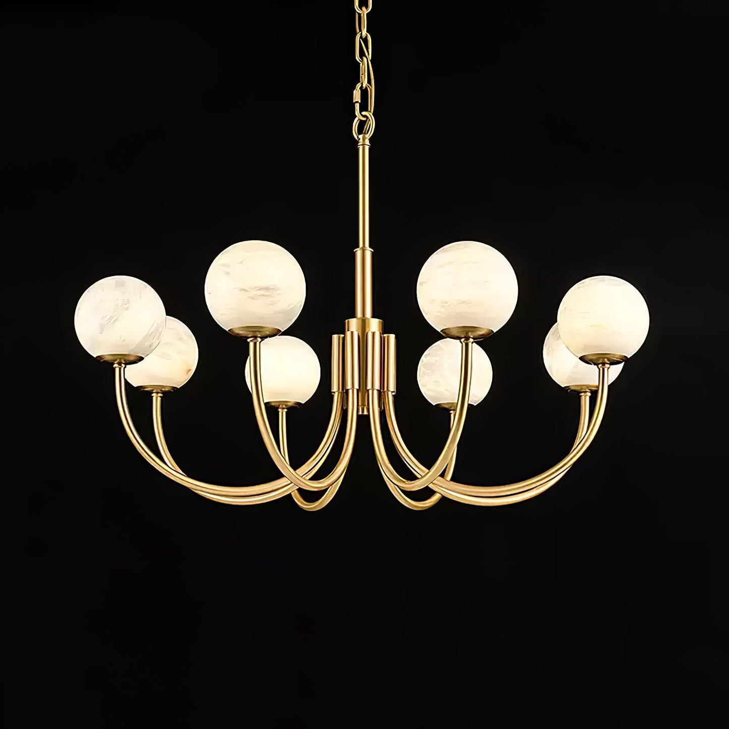 Aurelian Alabaster Globe Chandelier – Brass & White, 6‑10 Heads