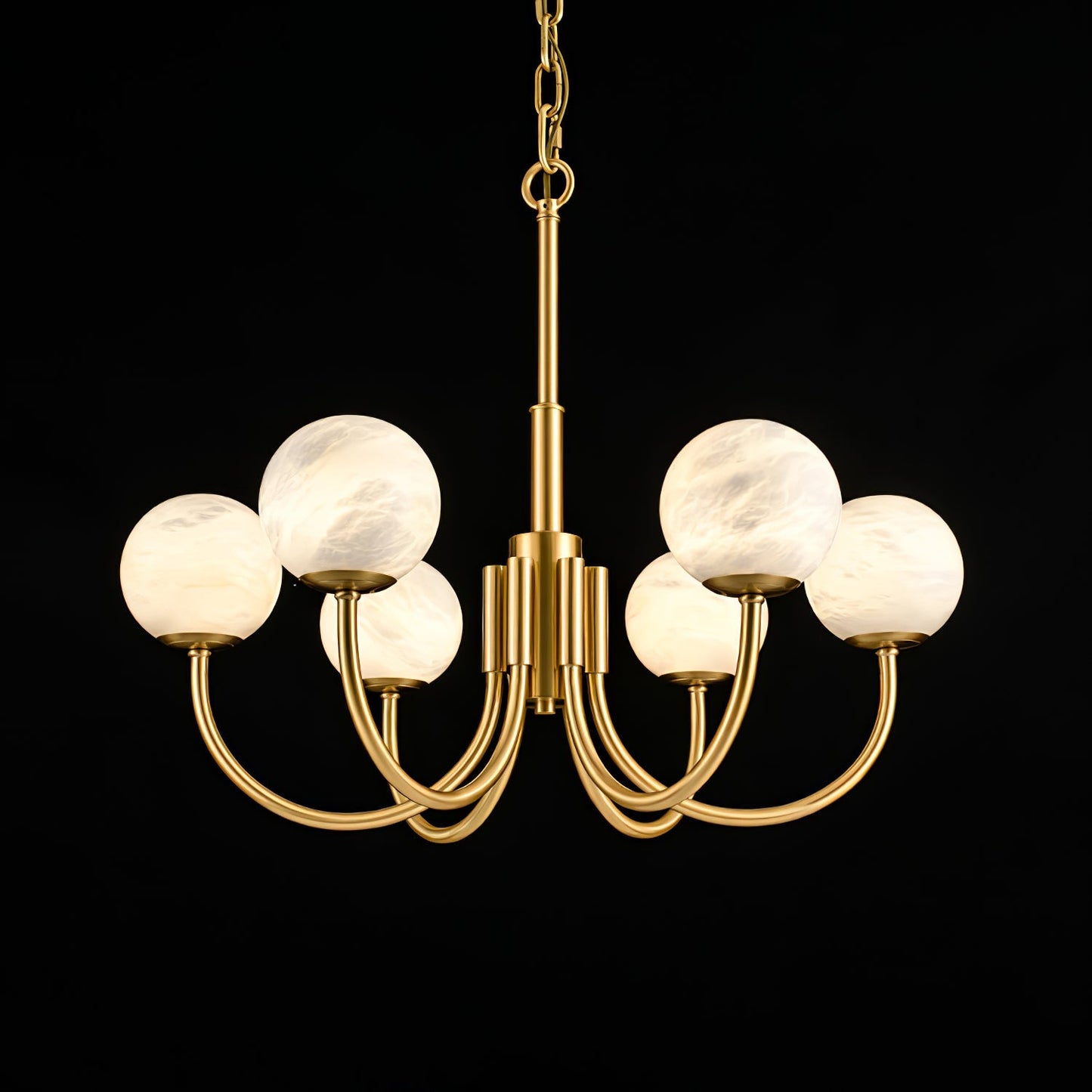 Aurelian Alabaster Globe Chandelier – Brass & White, 6‑10 Heads