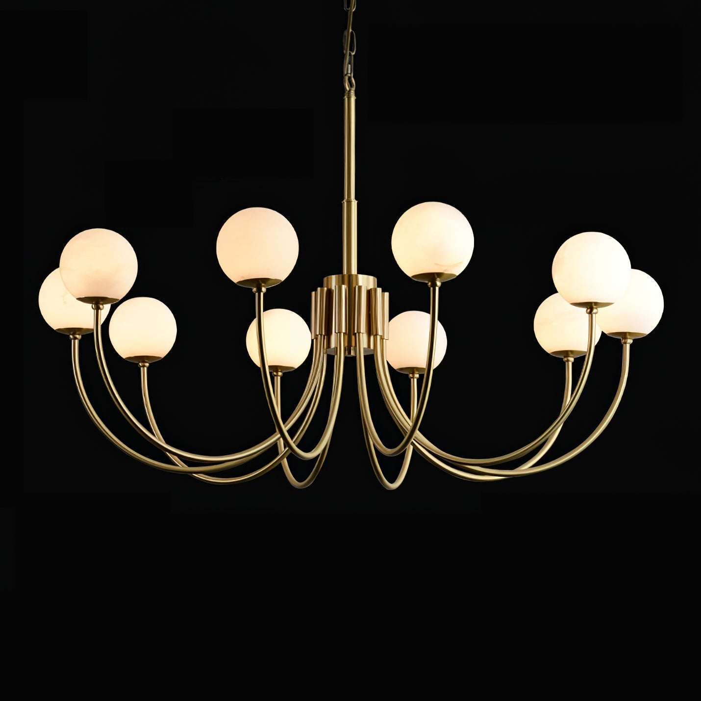 Aurelian Alabaster Globe Chandelier – Brass & White, 6‑10 Heads