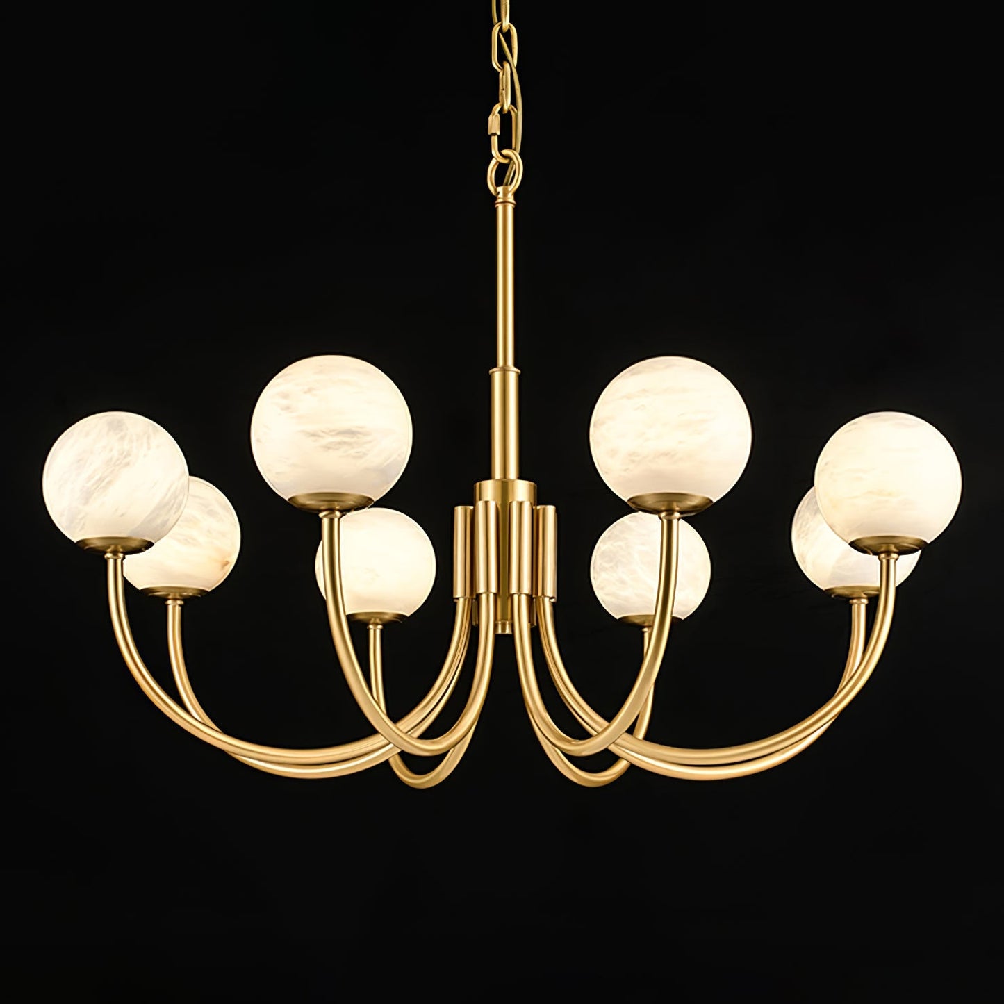 Aurelian Alabaster Globe Chandelier – Brass & White, 6‑10 Heads