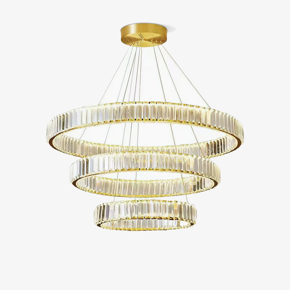Bertolda Gold Crystal Multi‑Tier LED Chandelier – Elegant Luxury