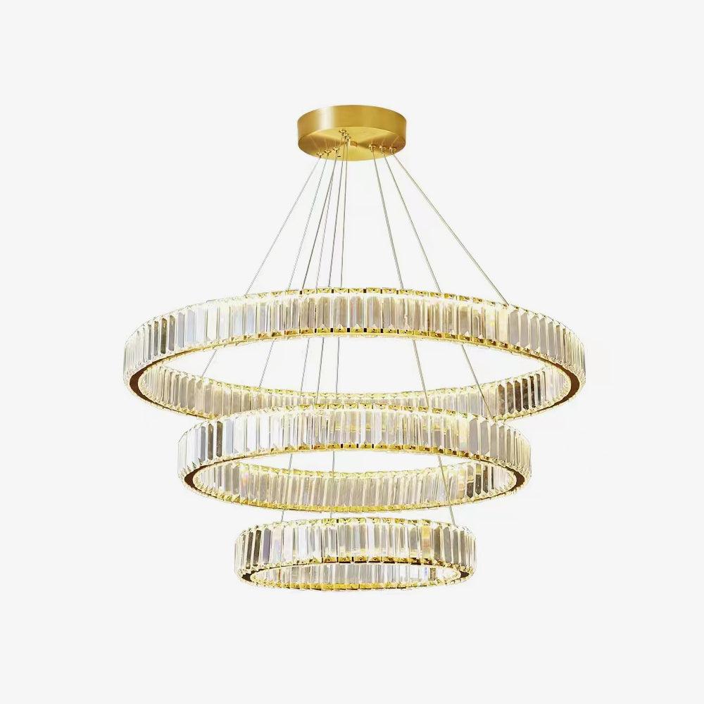 Bertolda Gold Crystal Multi‑Tier LED Chandelier – Elegant Luxury