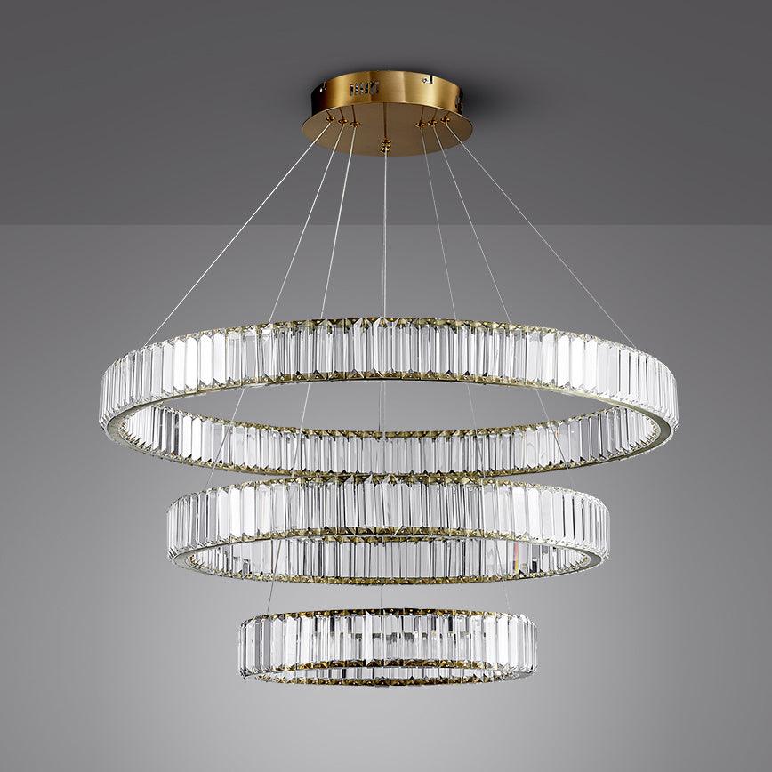 Bertolda Gold Crystal Multi‑Tier LED Chandelier – Elegant Luxury