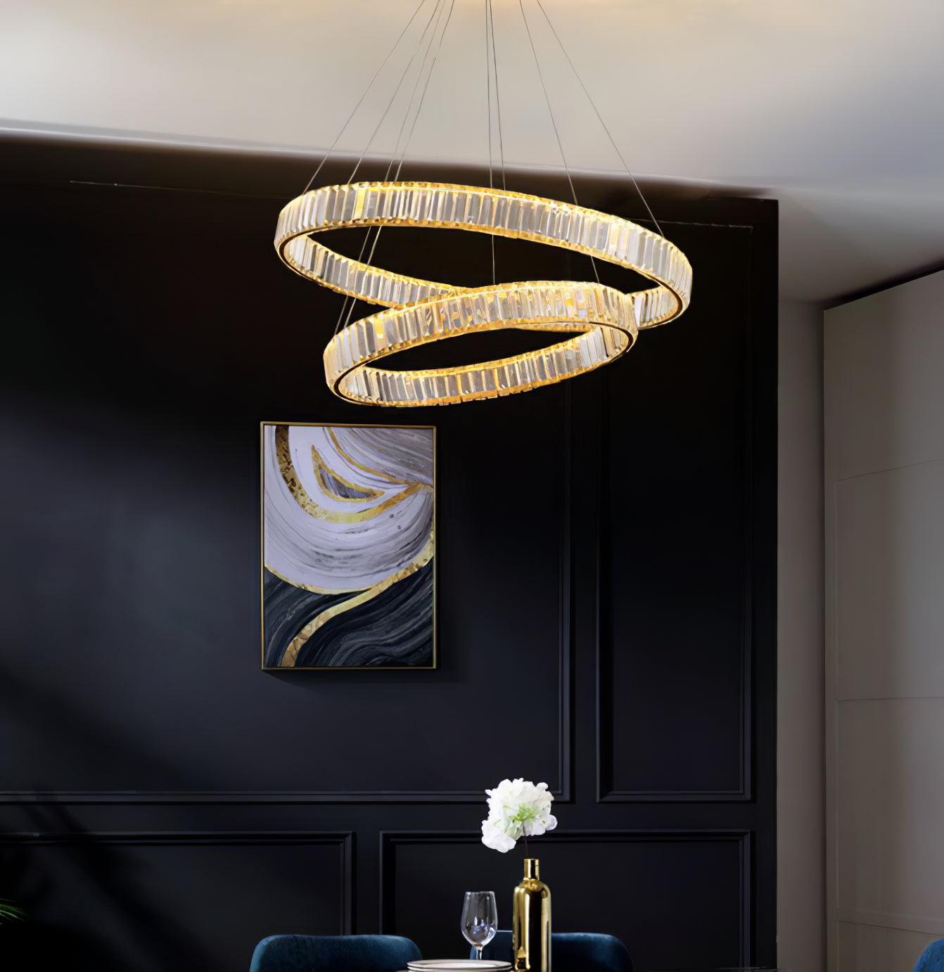 Bertolda Gold Crystal Multi‑Tier LED Chandelier – Elegant Luxury