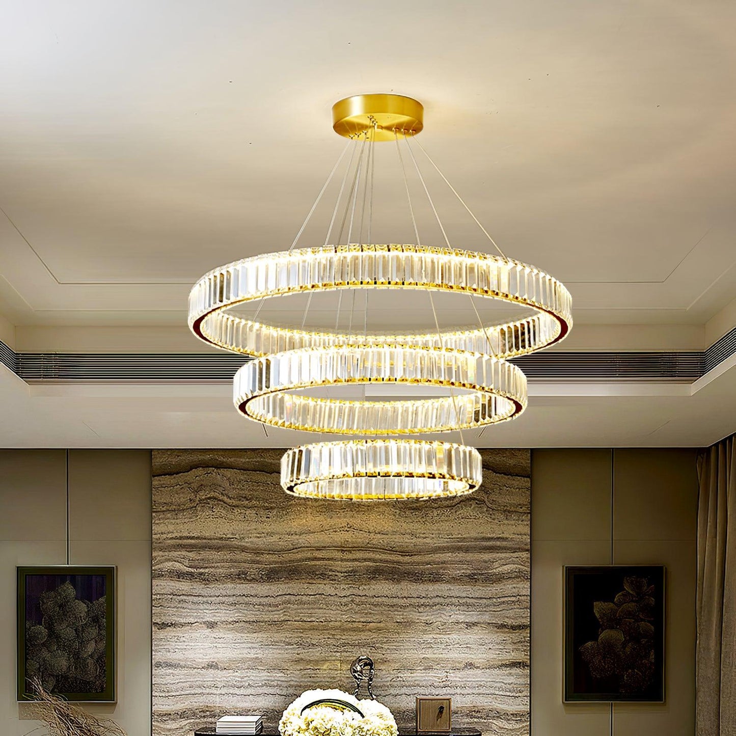 Bertolda Gold Crystal Multi‑Tier LED Chandelier – Elegant Luxury