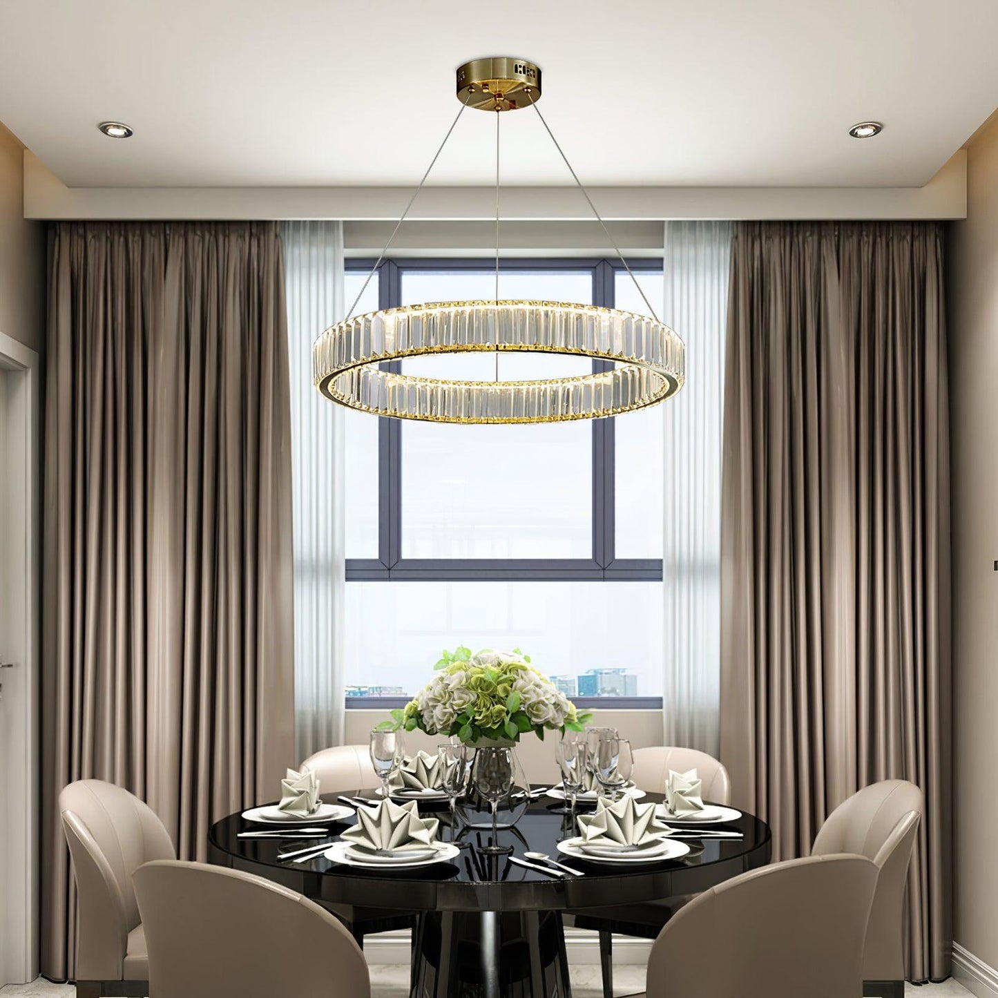 Bertolda Gold Crystal Multi‑Tier LED Chandelier – Elegant Luxury