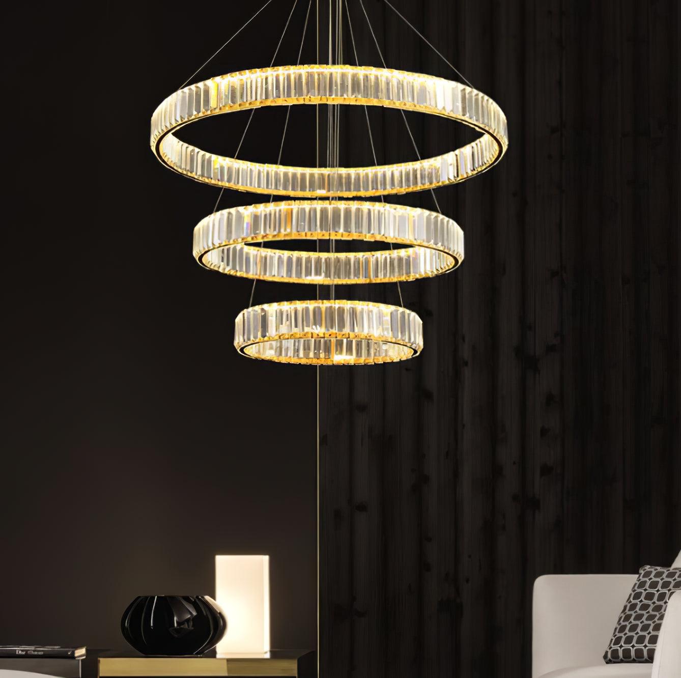 Bertolda Gold Crystal Multi‑Tier LED Chandelier – Elegant Luxury