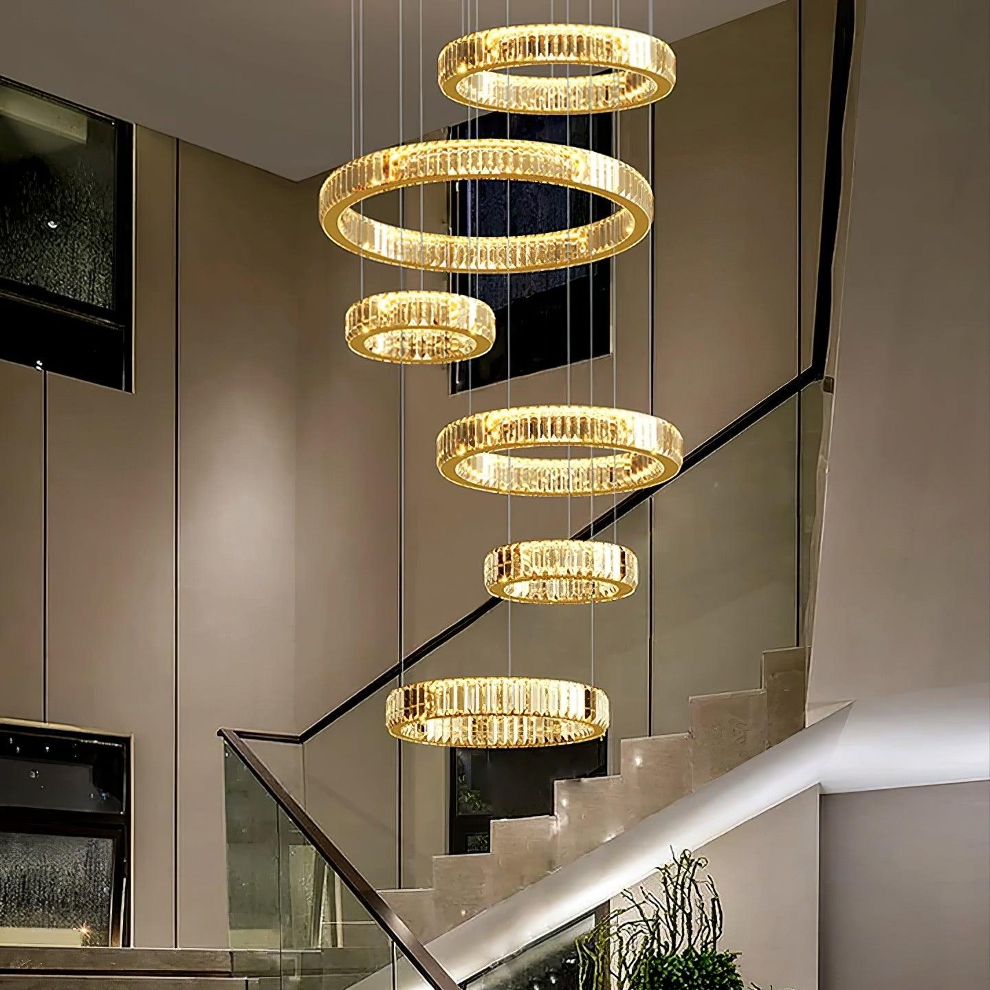 Bertolda Gold Crystal Multi‑Tier LED Chandelier – Elegant Luxury