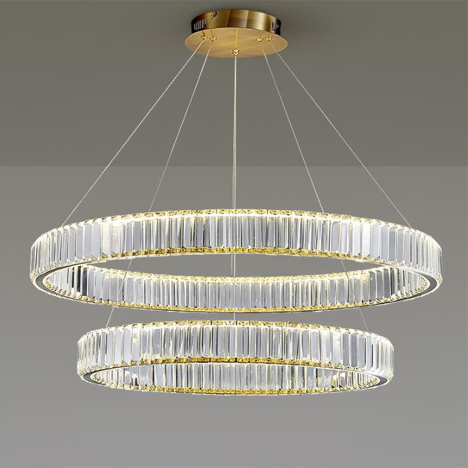 Bertolda Gold Crystal Multi‑Tier LED Chandelier – Elegant Luxury