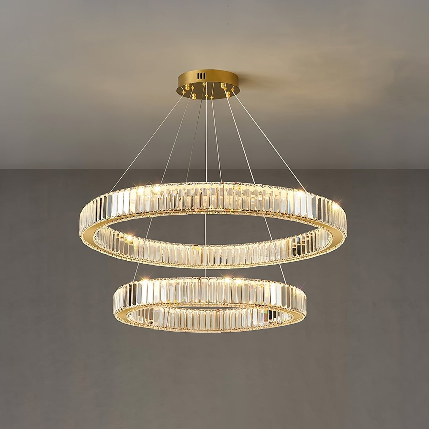Bertolda Gold Crystal Multi‑Tier LED Chandelier – Elegant Luxury