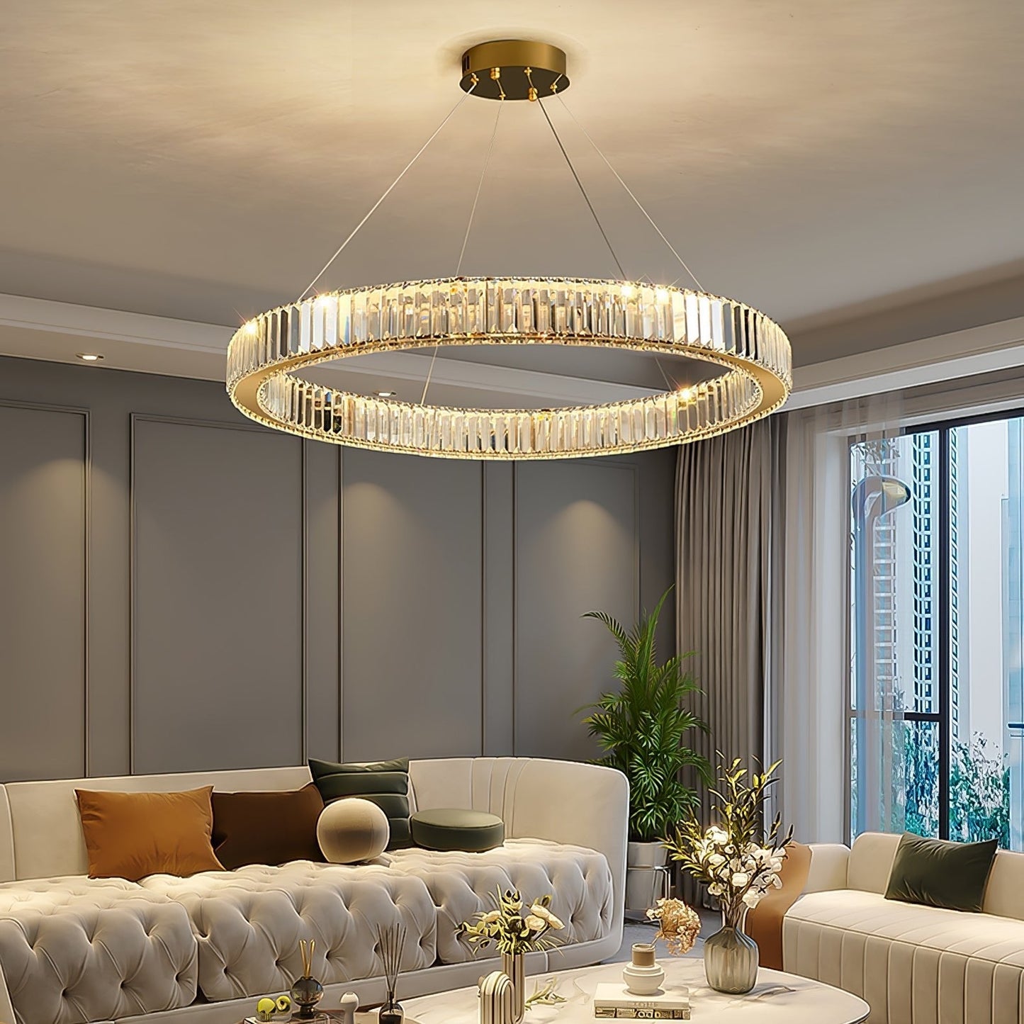 Bertolda Gold Crystal Multi‑Tier LED Chandelier – Elegant Luxury