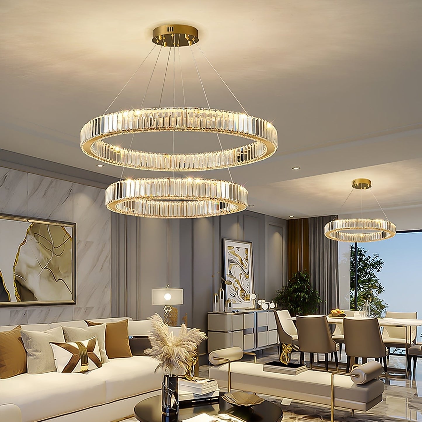Bertolda Gold Crystal Multi‑Tier LED Chandelier – Elegant Luxury