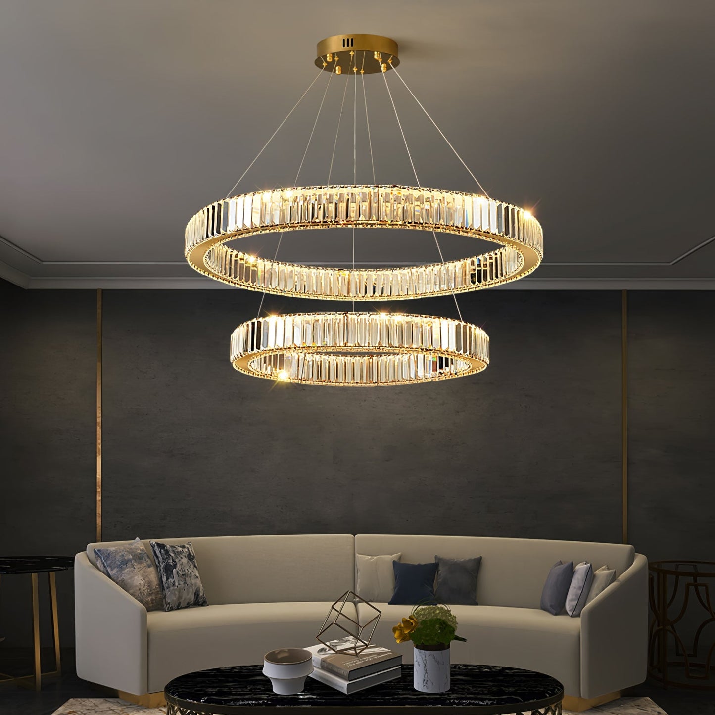 Bertolda Gold Crystal Multi‑Tier LED Chandelier – Elegant Luxury
