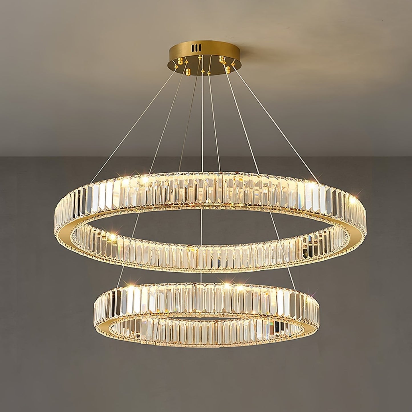 Bertolda Gold Crystal Multi‑Tier LED Chandelier – Elegant Luxury
