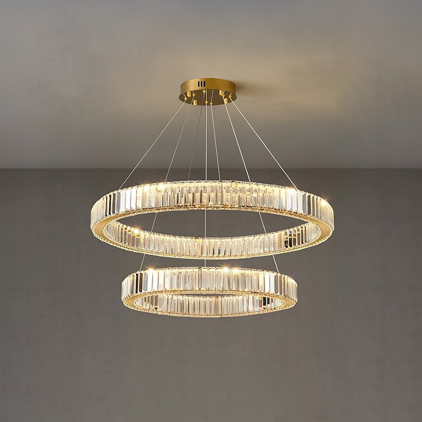 Bertolda Gold Crystal Multi‑Tier LED Chandelier – Elegant Luxury