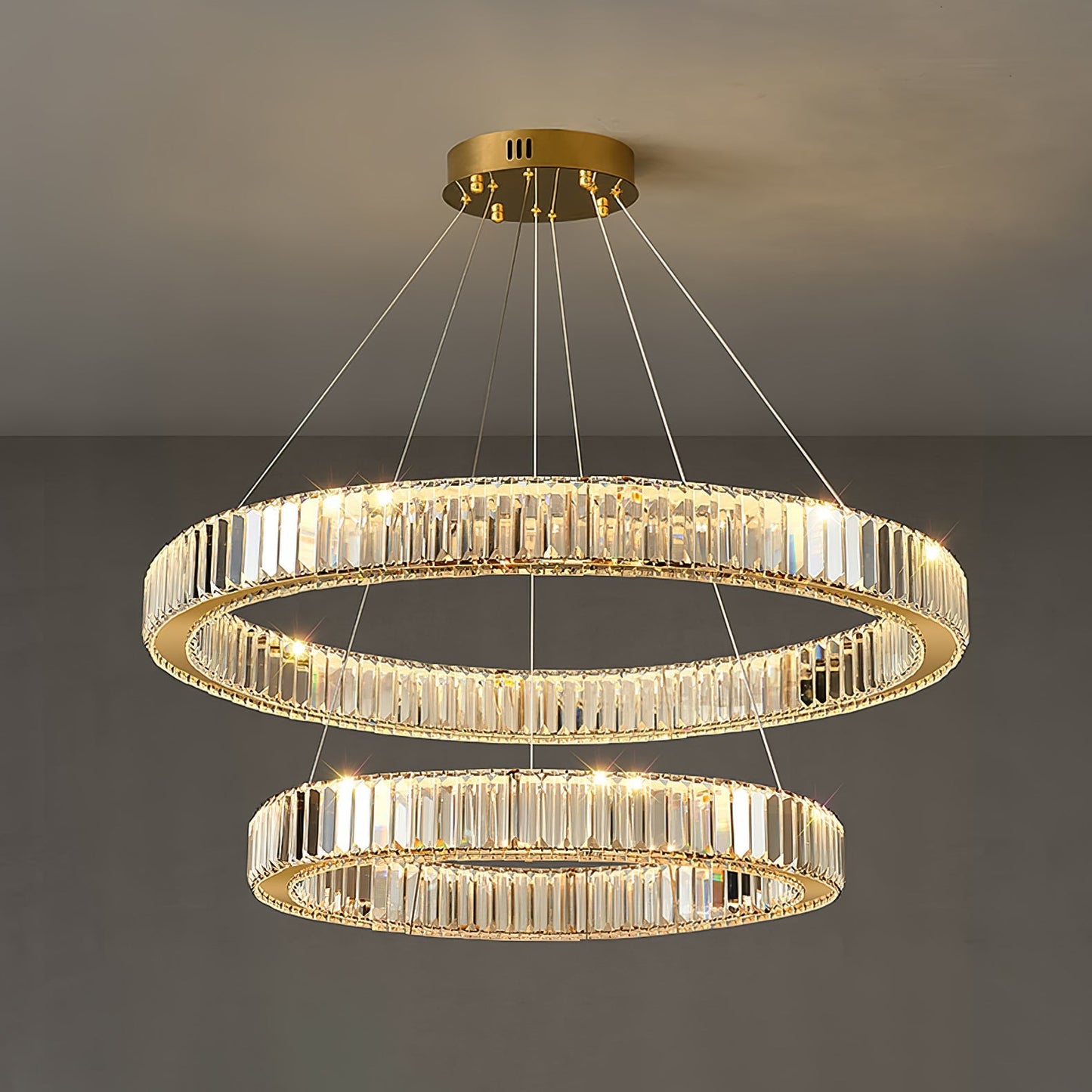 Bertolda Gold Crystal Multi‑Tier LED Chandelier – Elegant Luxury