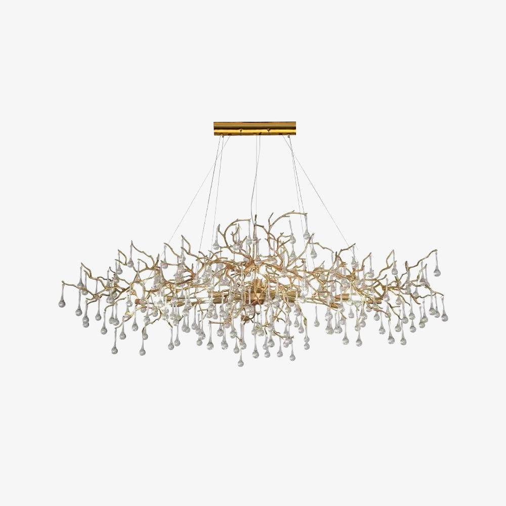 Bijou Brass & Clear Crystal Chandelier Handcrafted Branch Design