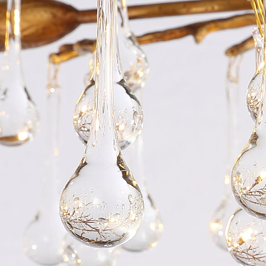 Bijou Brass & Clear Crystal Chandelier Handcrafted Branch Design
