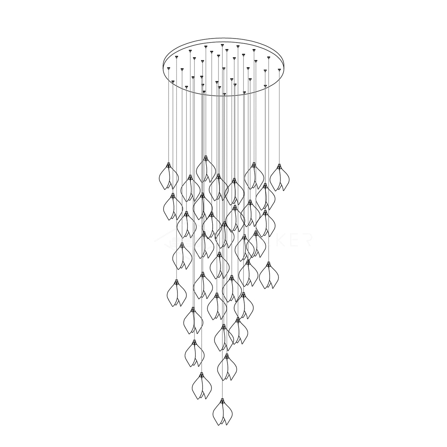 Celeste Flora Ceramic Flower Pendant Light with Brass & White Finish