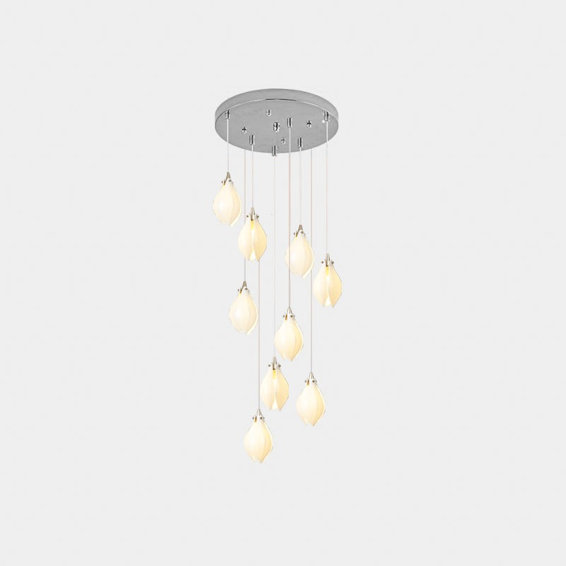 Celeste Flora Ceramic Flower Pendant Light with Brass & White Finish