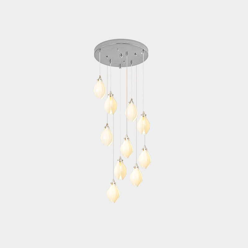 Celeste Flora Ceramic Flower Pendant Light with Brass & White Finish