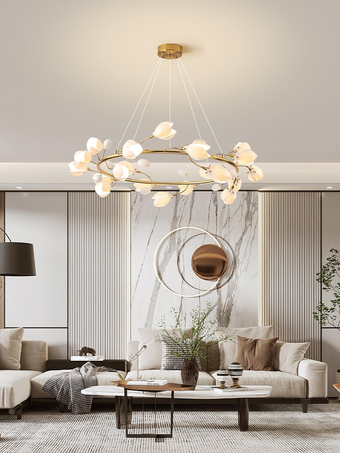 White Porcelain Magnolia Chandelier - YIOSI