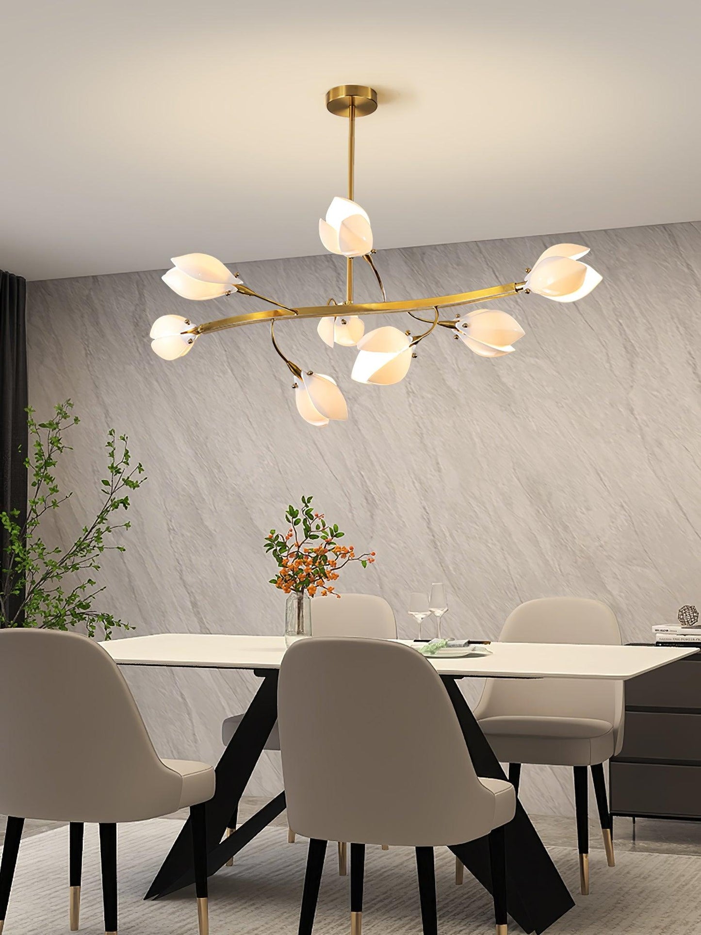 White Porcelain Magnolia Chandelier - YIOSI