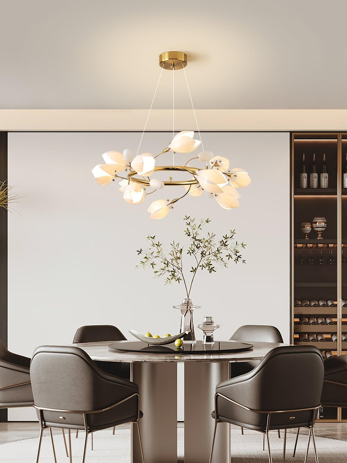 White Porcelain Magnolia Chandelier - YIOSI