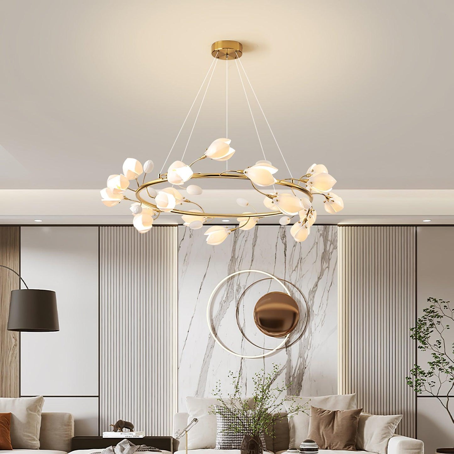 White Porcelain Magnolia Chandelier - YIOSI