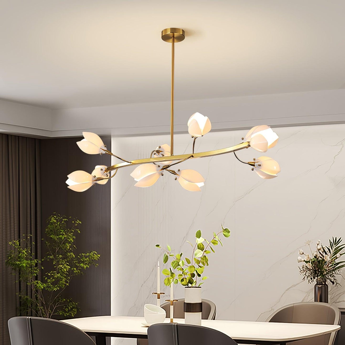 White Porcelain Magnolia Chandelier - YIOSI