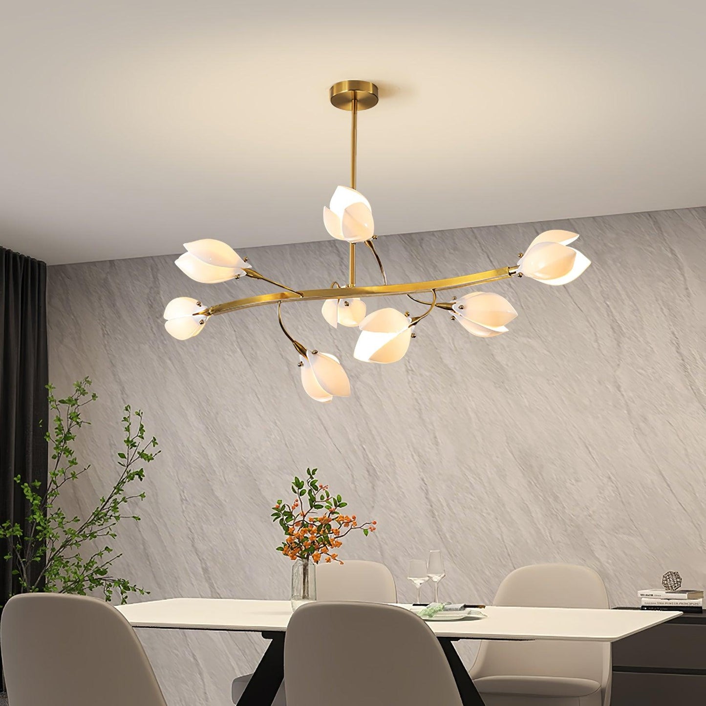 White Porcelain Magnolia Chandelier - YIOSI