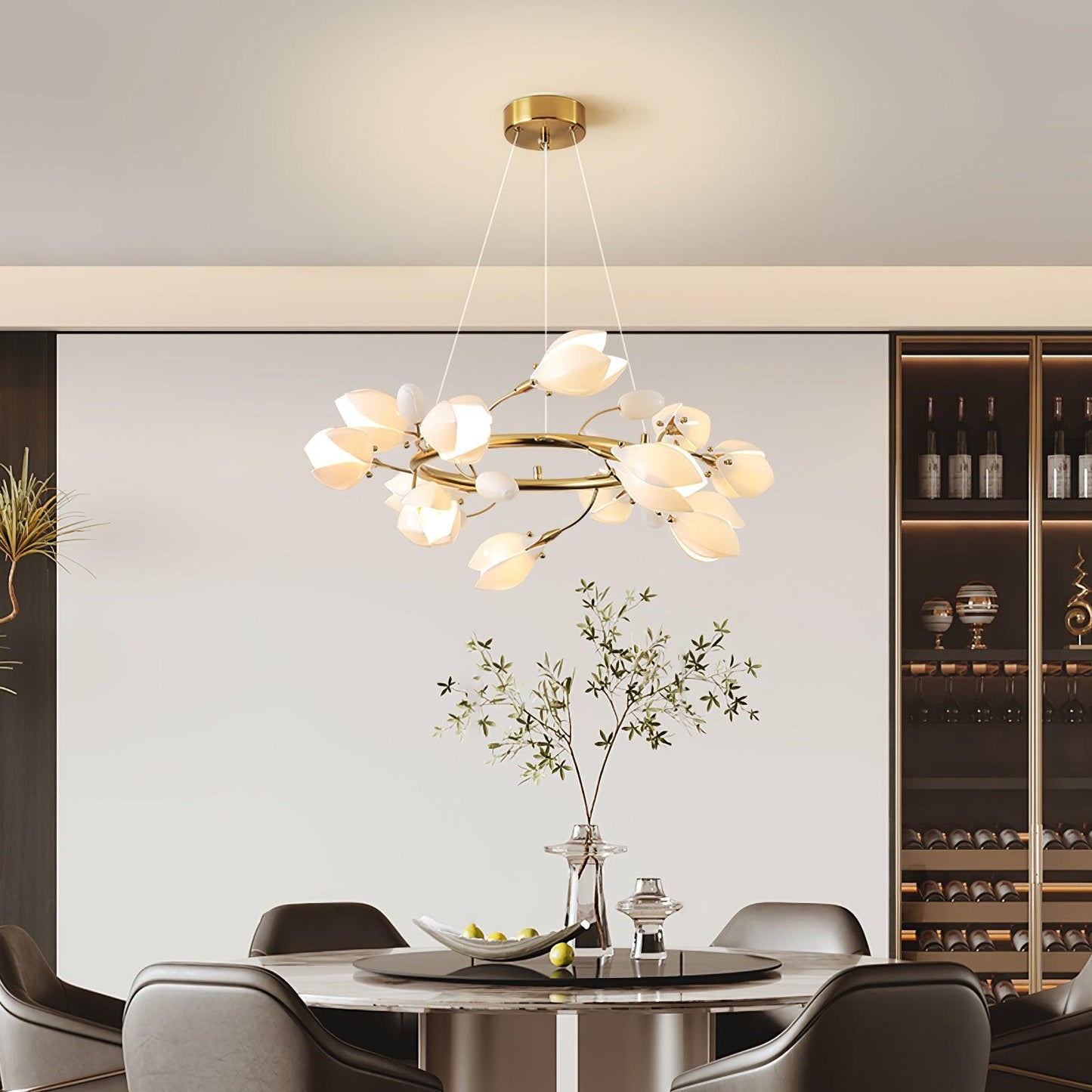 White Porcelain Magnolia Chandelier - YIOSI