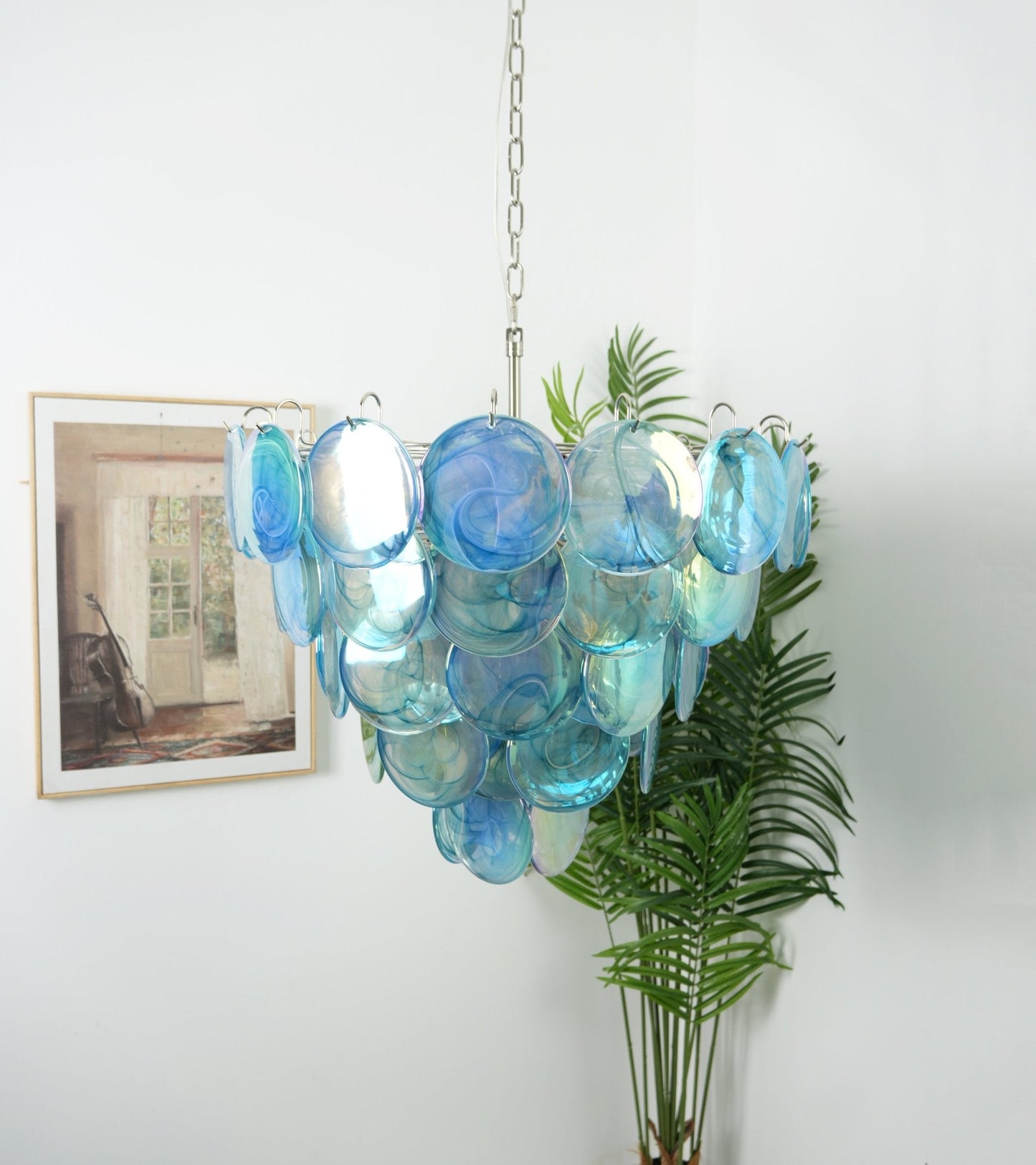 Blue Murano Disc Chandelier - YIOSI
