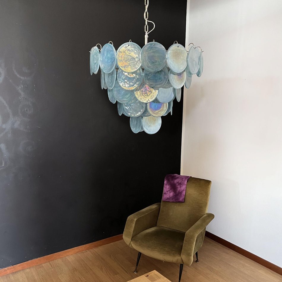 Blue Murano Disc Chandelier - YIOSI