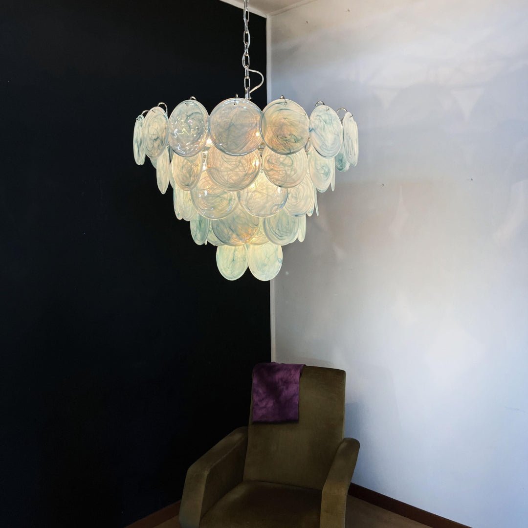 Blue Murano Disc Chandelier - YIOSI
